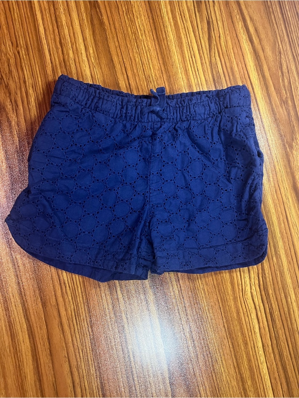 Navy Eyelet Pull-On Shorts